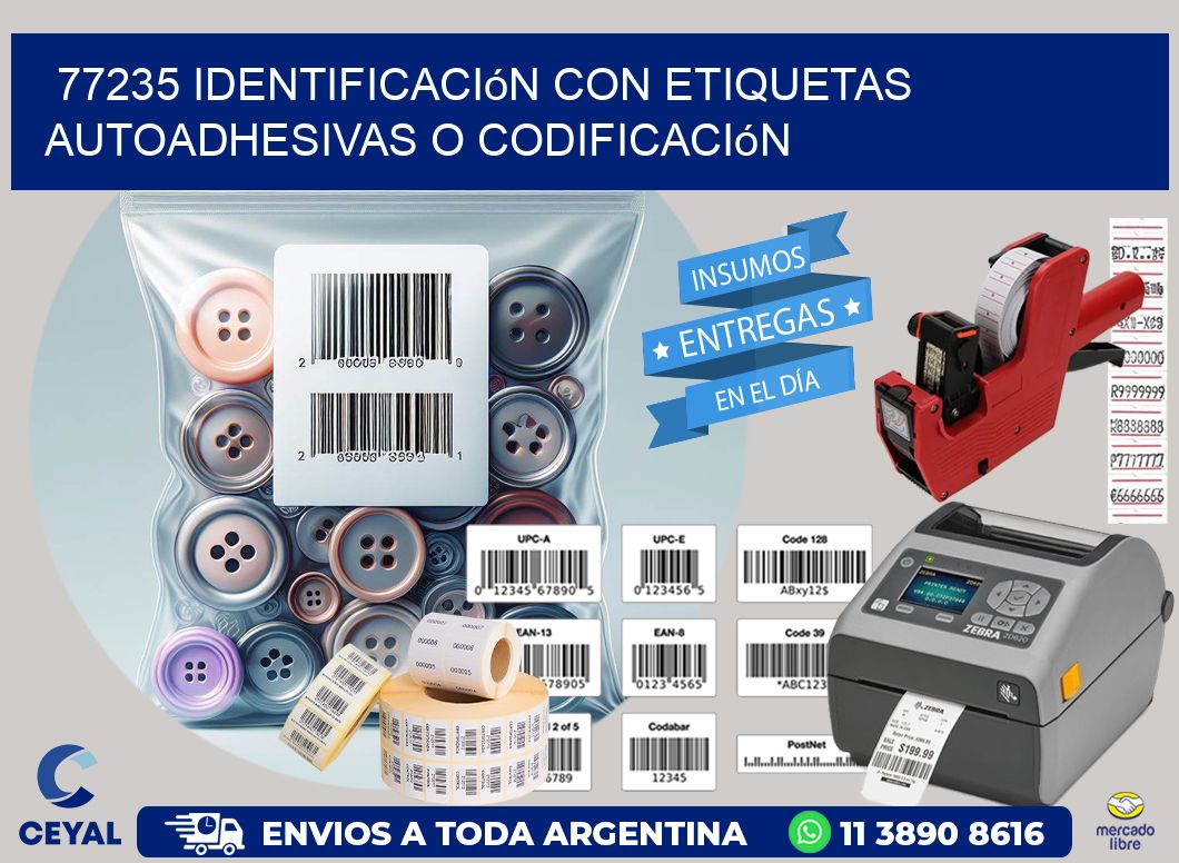 77235 identificación con etiquetas autoadhesivas o codificación