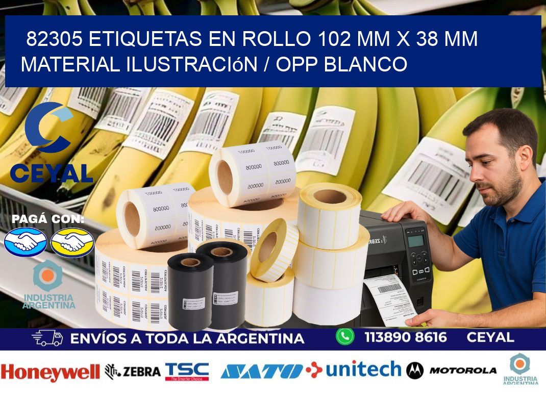 82305 Etiquetas en rollo 102 mm x 38 mm material Ilustración / OPP Blanco