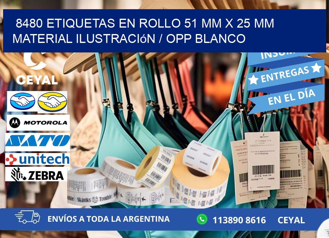 8480 Etiquetas en rollo 51 mm x 25 mm material Ilustración / OPP Blanco