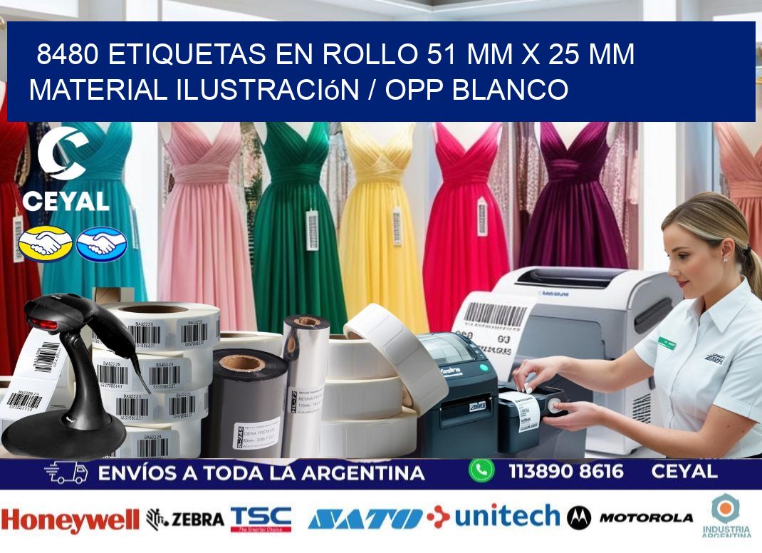 8480 Etiquetas en rollo 51 mm x 25 mm material Ilustración / OPP Blanco