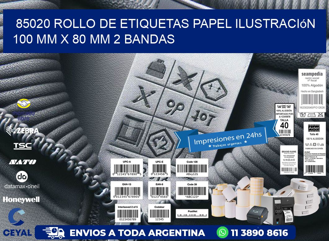 85020 Rollo de Etiquetas Papel Ilustración 100 mm x 80 mm 2 Bandas