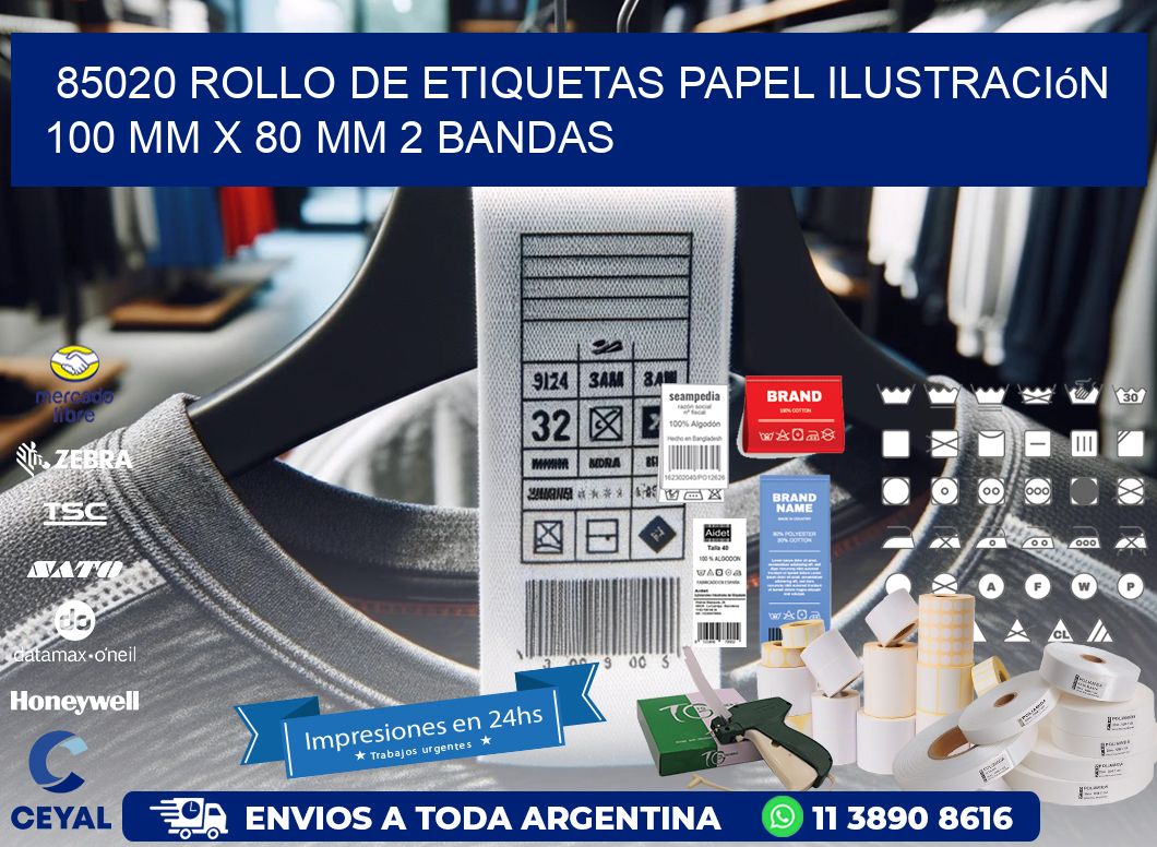 85020 Rollo de Etiquetas Papel Ilustración 100 mm x 80 mm 2 Bandas