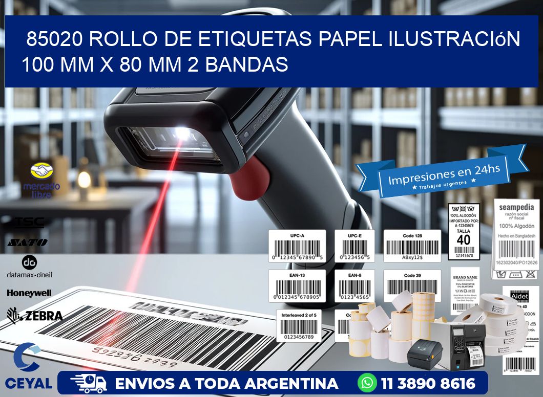 85020 Rollo de Etiquetas Papel Ilustración 100 mm x 80 mm 2 Bandas