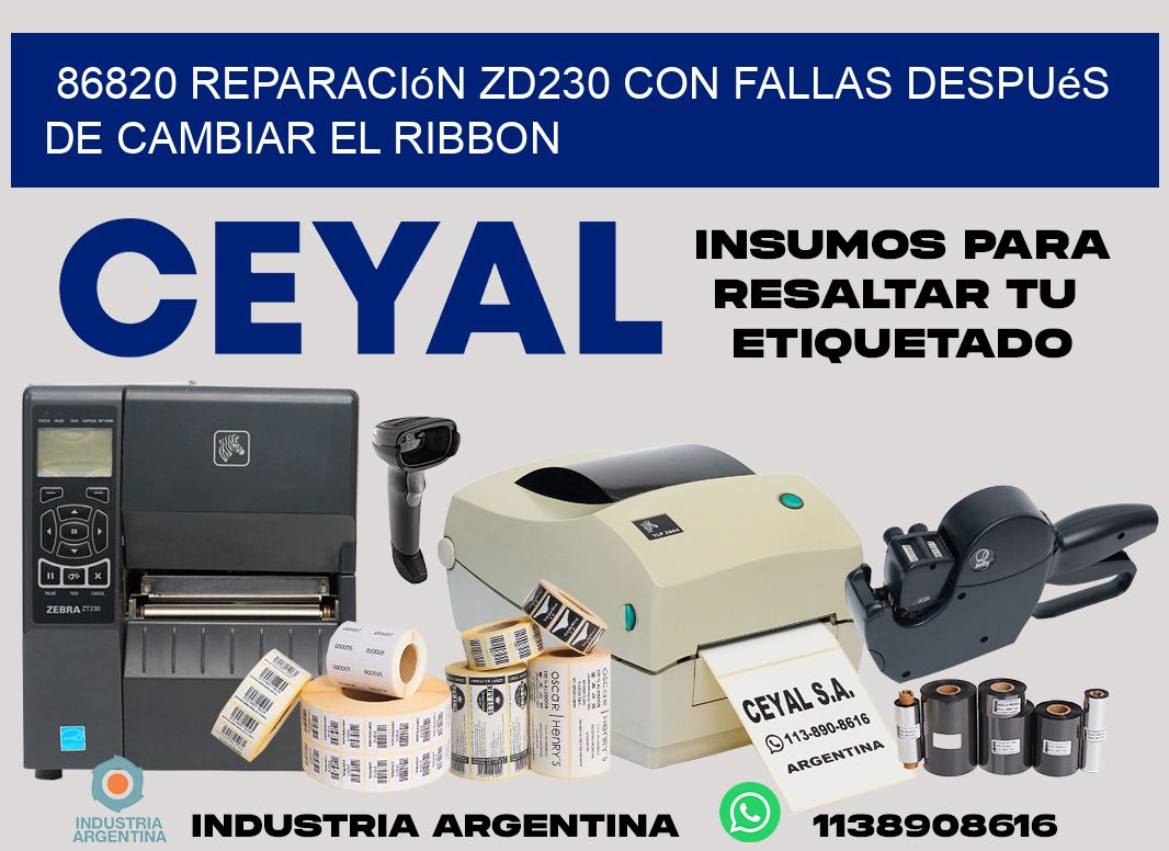 86820 reparación zd230 con fallas después de cambiar el ribbon