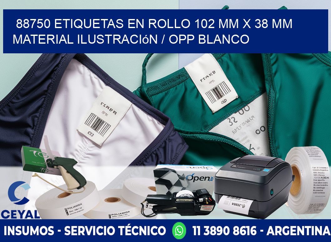 88750 Etiquetas en rollo 102 mm x 38 mm material Ilustración / OPP Blanco