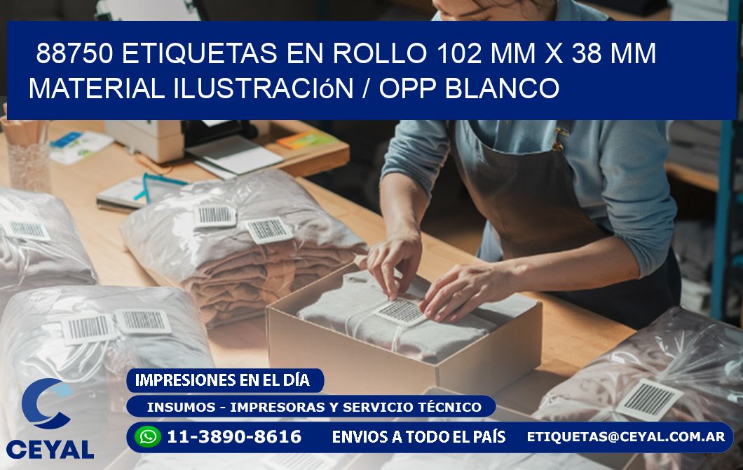 88750 Etiquetas en rollo 102 mm x 38 mm material Ilustración / OPP Blanco