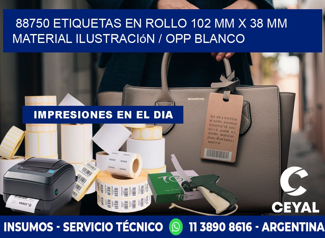 88750 Etiquetas en rollo 102 mm x 38 mm material Ilustración / OPP Blanco