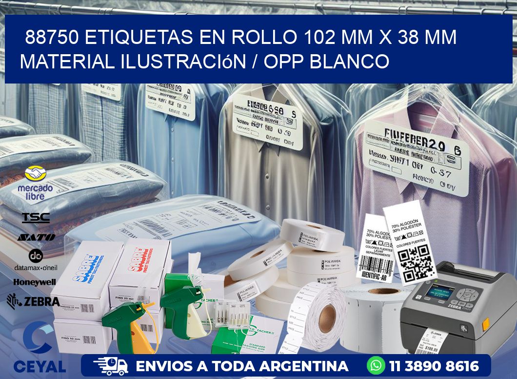 88750 Etiquetas en rollo 102 mm x 38 mm material Ilustración / OPP Blanco