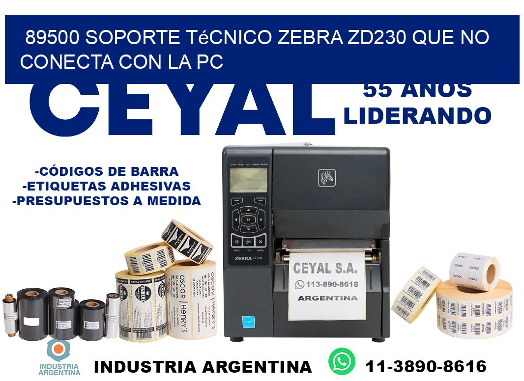 89500 soporte técnico zebra zd230 que no conecta con la pc