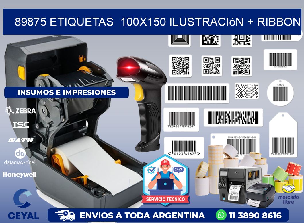 89875 etiquetas  100x150 ilustración + ribbon