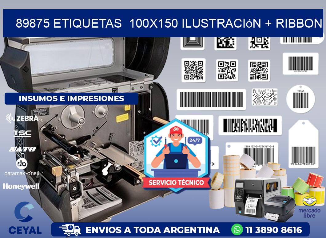 89875 etiquetas  100x150 ilustración + ribbon