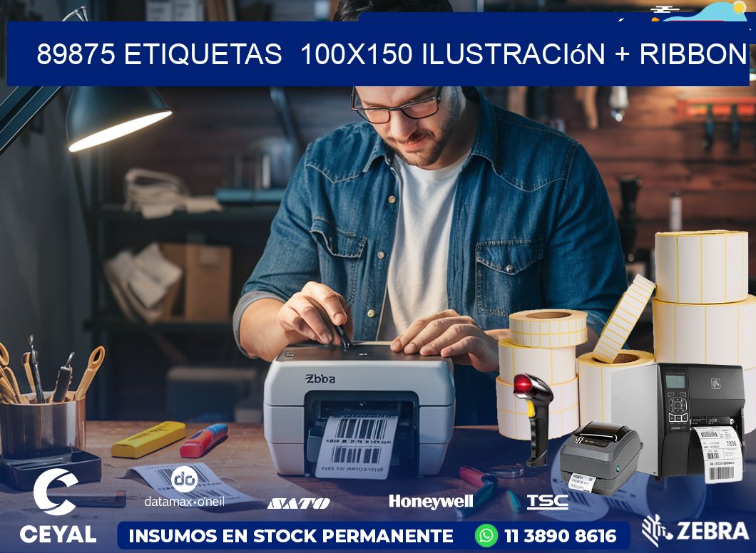 89875 etiquetas  100×150 ilustración + ribbon
