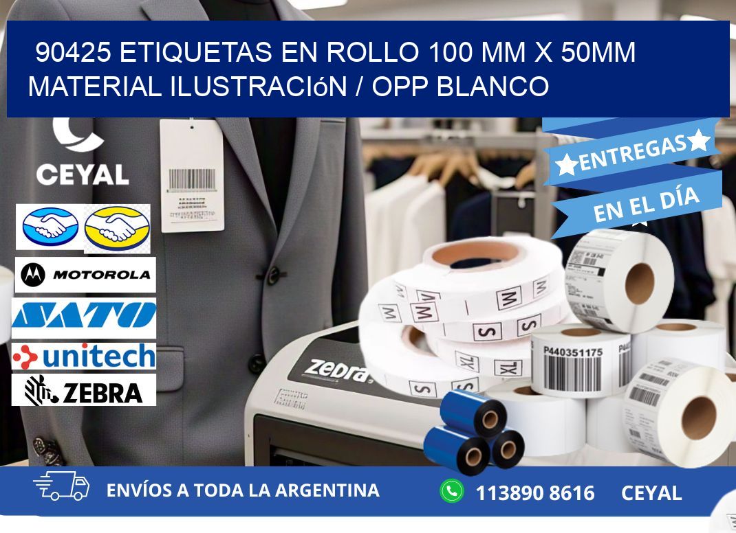 90425 Etiquetas en rollo 100 mm x 50mm material Ilustración / OPP Blanco