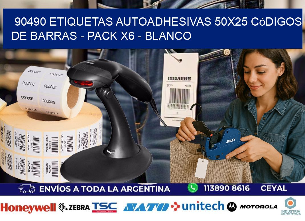 90490 Etiquetas Autoadhesivas 50x25 Códigos De Barras - Pack X6 - Blanco