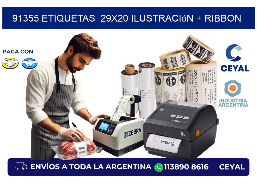91355 etiquetas  29×20 ilustración + ribbon