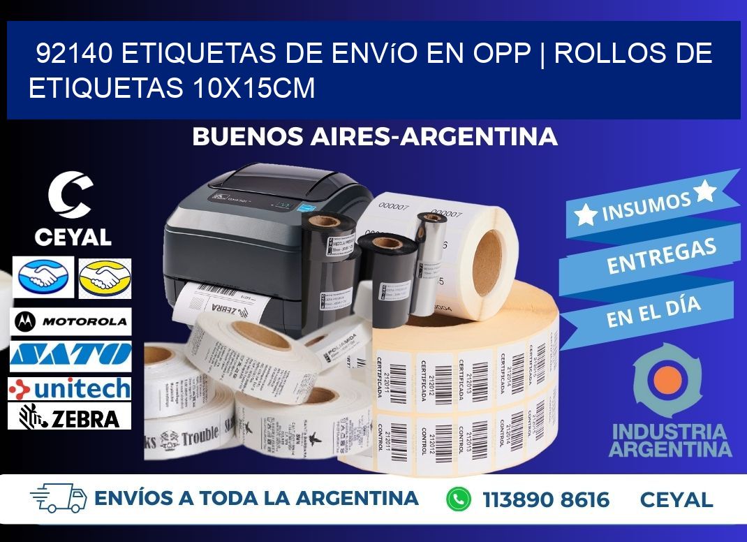 92140 Etiquetas de envío en opp | Rollos De Etiquetas 10x15CM