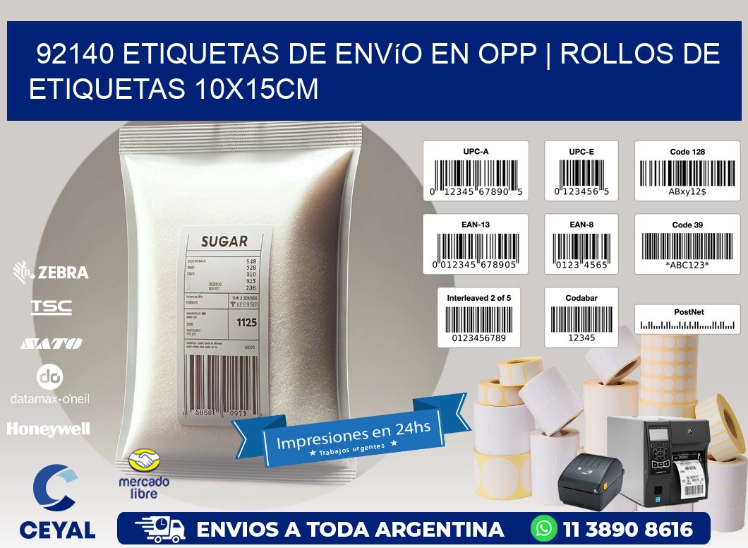 92140 Etiquetas de envío en opp | Rollos De Etiquetas 10x15CM