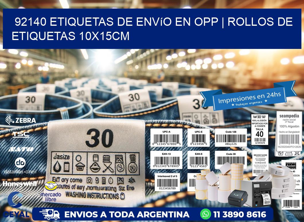 92140 Etiquetas de envío en opp | Rollos De Etiquetas 10x15CM