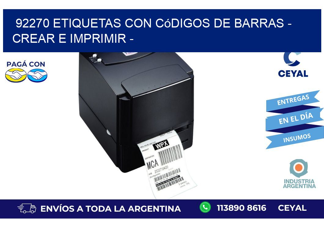 92270 etiquetas con códigos de barras - Crear e imprimir -