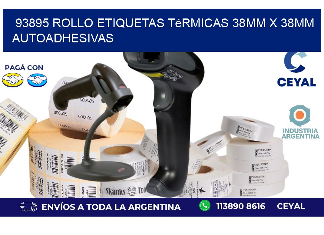93895 Rollo Etiquetas Térmicas 38mm X 38mm Autoadhesivas
