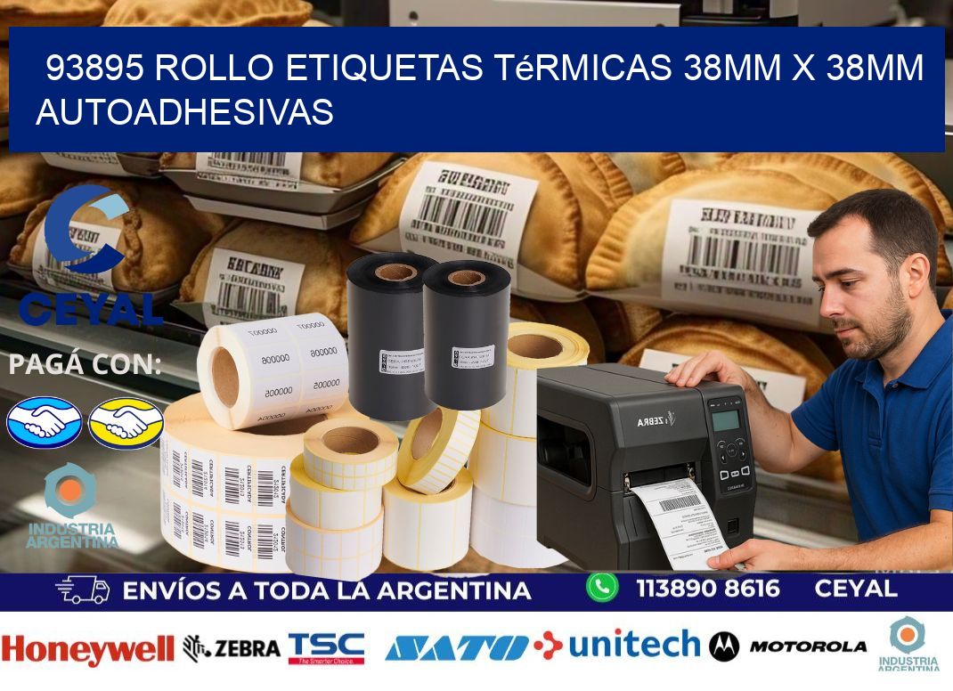 93895 Rollo Etiquetas Térmicas 38mm X 38mm Autoadhesivas