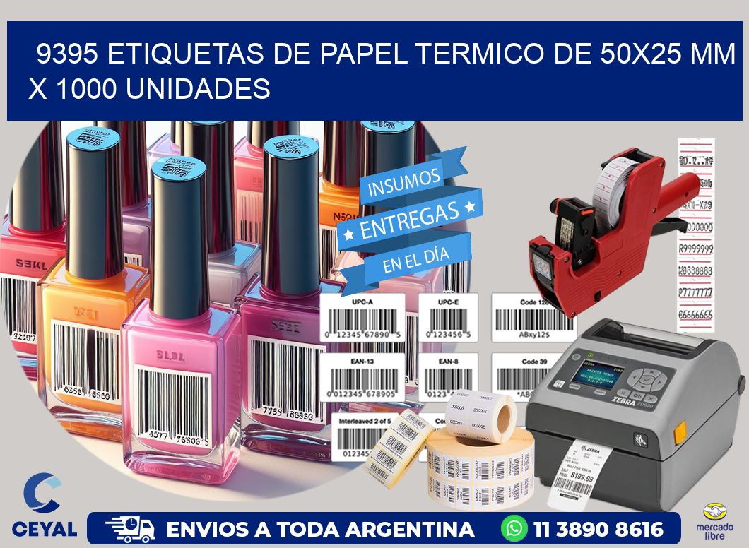 9395 Etiquetas De Papel Termico De 50x25 Mm X 1000 Unidades