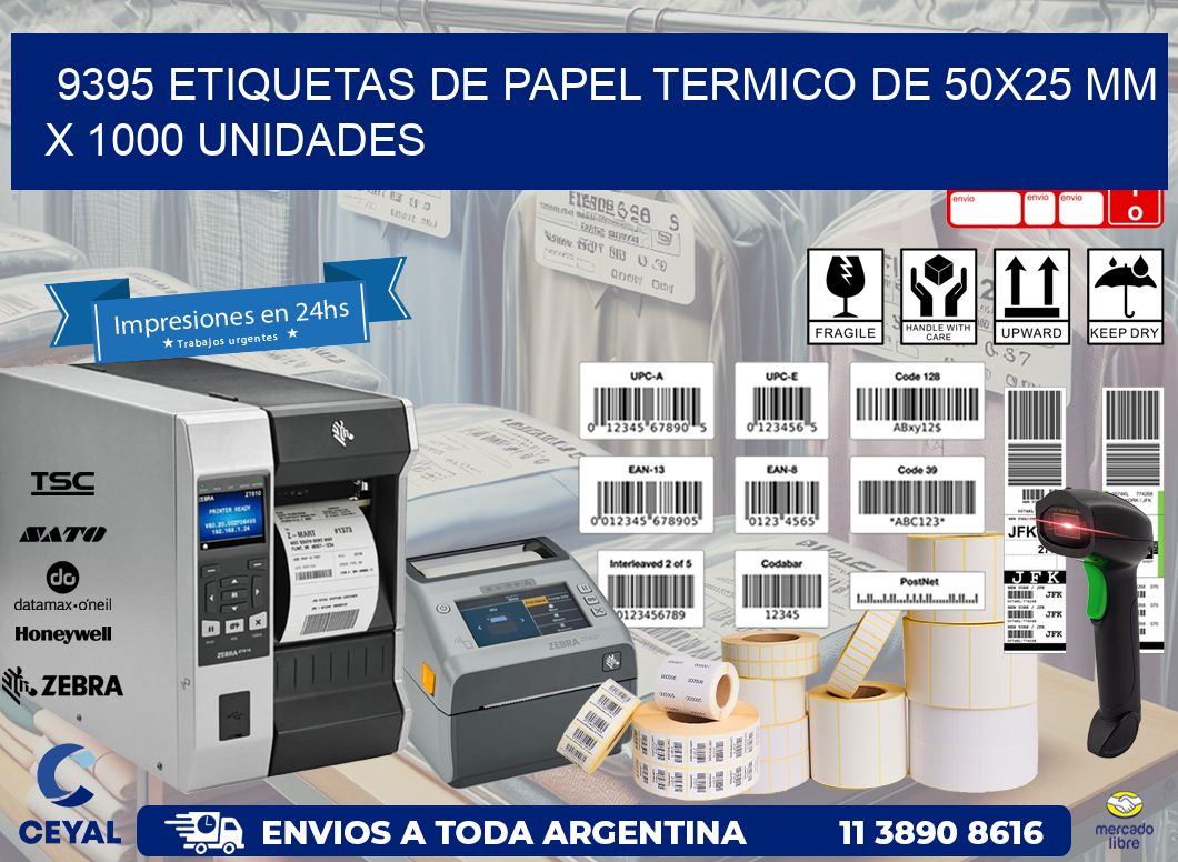 9395 Etiquetas De Papel Termico De 50x25 Mm X 1000 Unidades