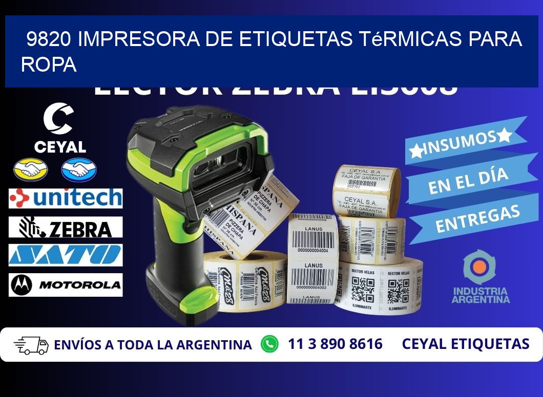 9820 impresora de etiquetas térmicas para ropa