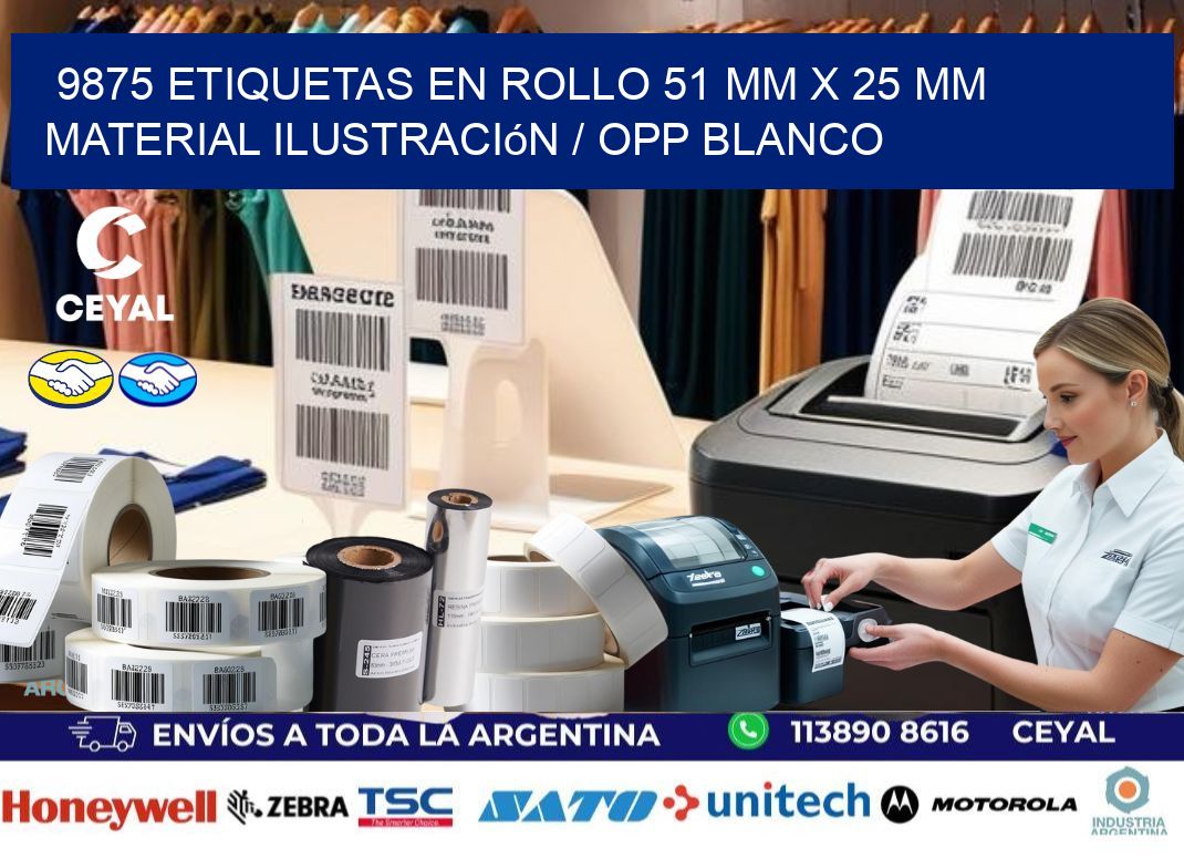 9875 Etiquetas en rollo 51 mm x 25 mm material Ilustración / OPP Blanco