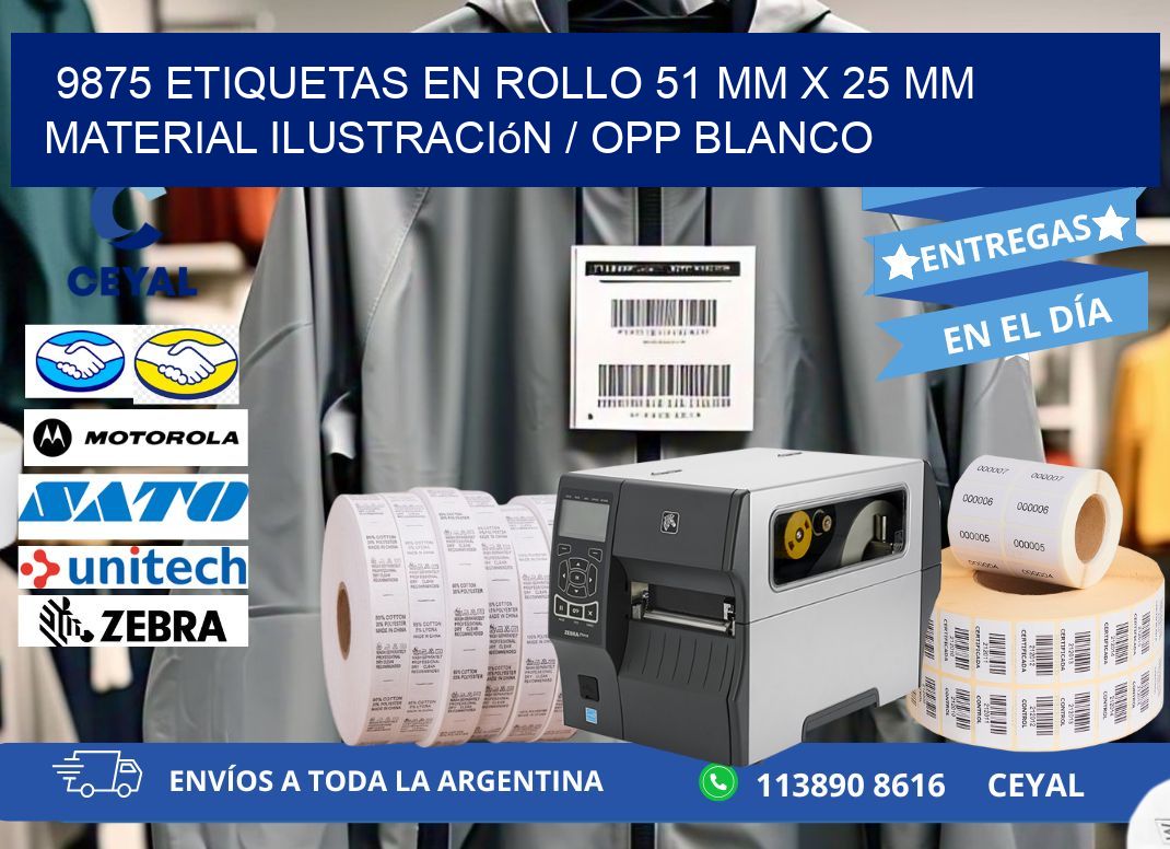 9875 Etiquetas en rollo 51 mm x 25 mm material Ilustración / OPP Blanco