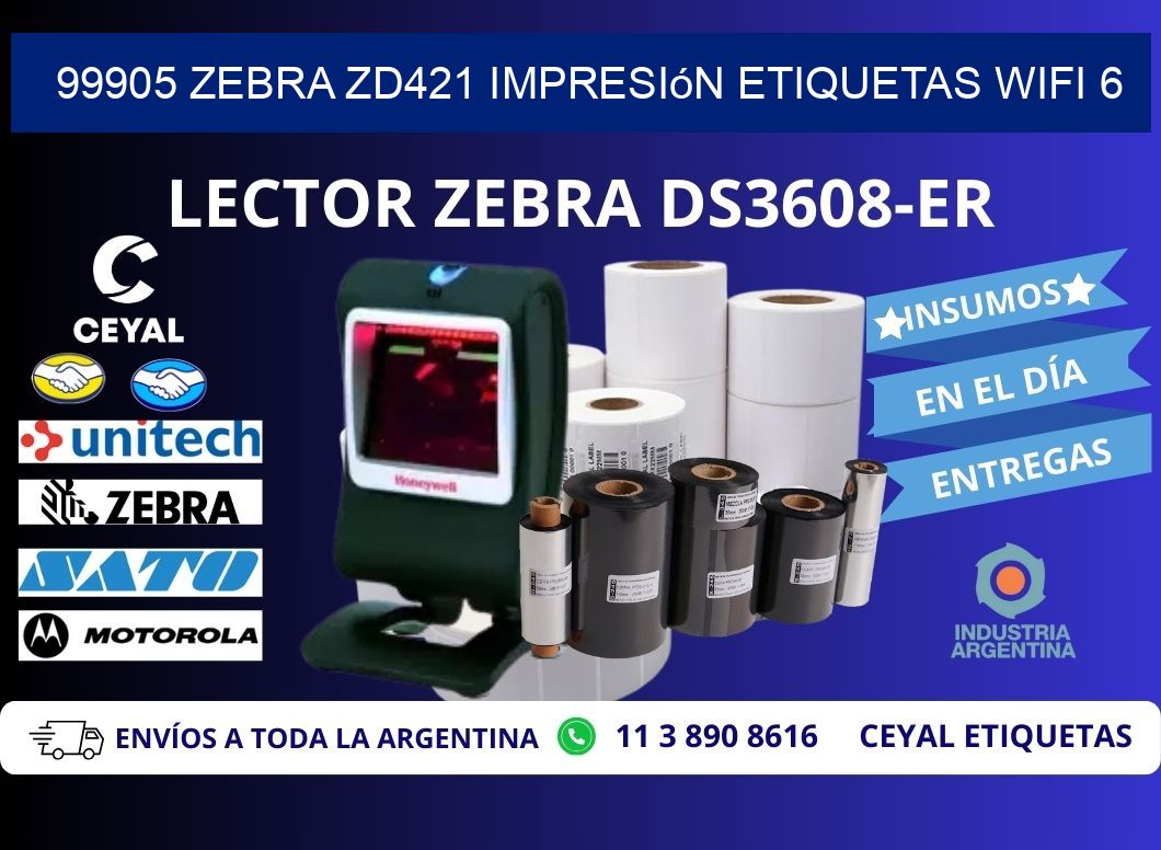 99905 Zebra ZD421 impresión etiquetas WiFi 6