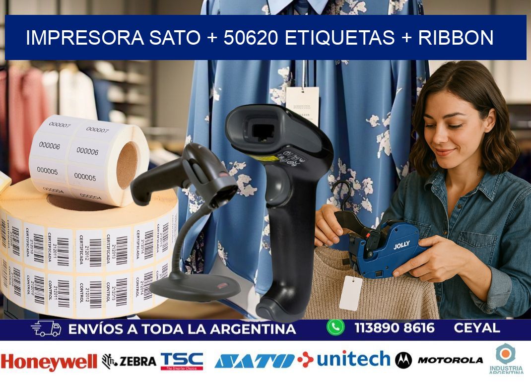 impresora SATO + 50620 etiquetas + ribbon