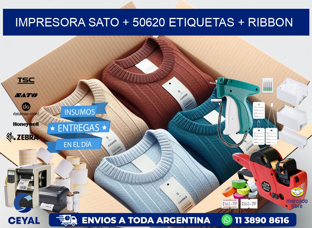 impresora SATO + 50620 etiquetas + ribbon