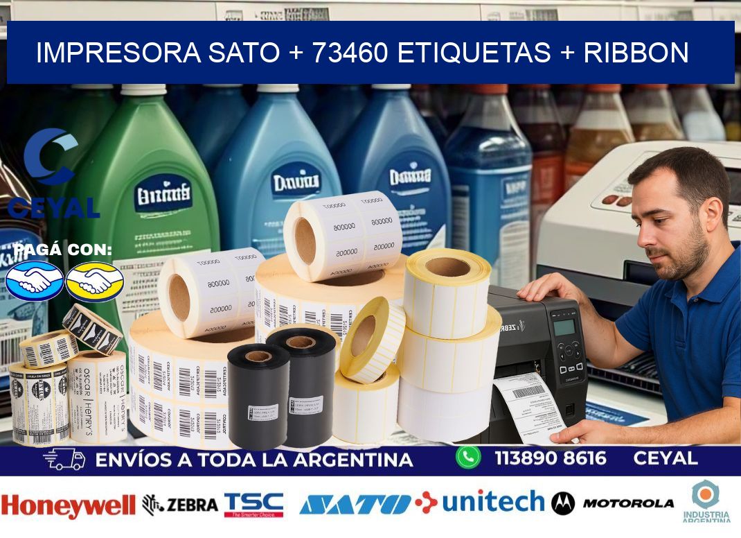 impresora SATO + 73460 etiquetas + ribbon