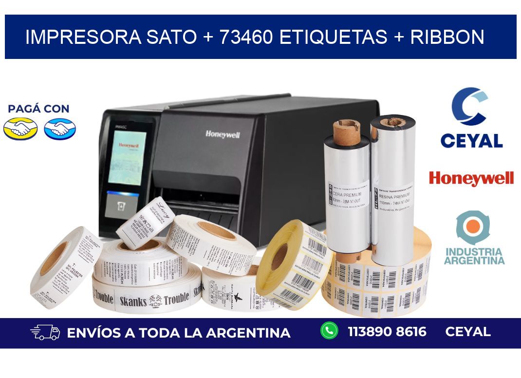 impresora SATO + 73460 etiquetas + ribbon