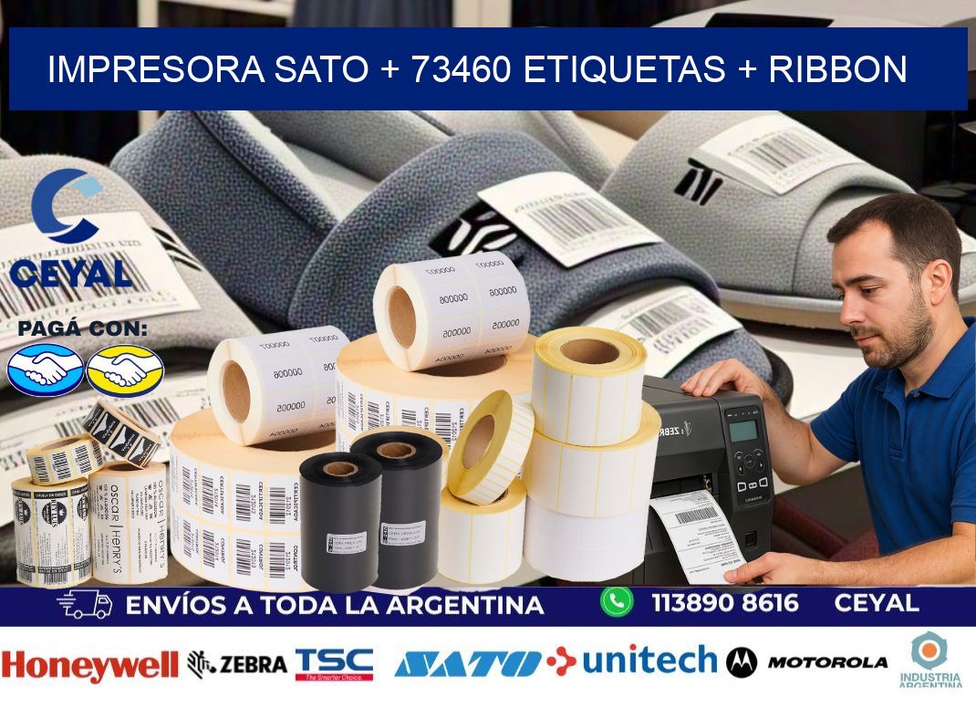 impresora SATO + 73460 etiquetas + ribbon