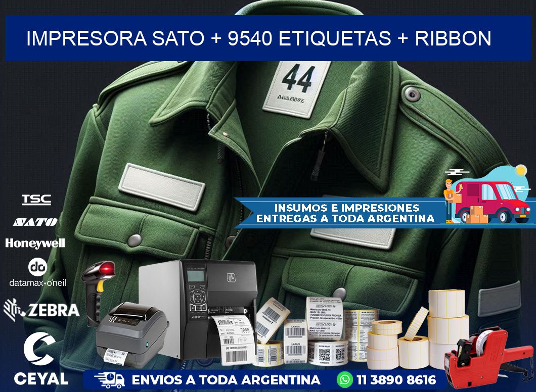 impresora SATO + 9540 etiquetas + ribbon