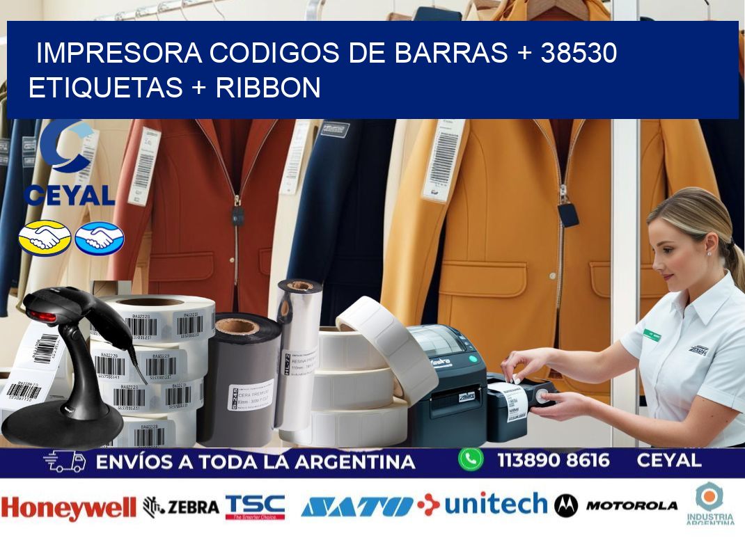 impresora codigos de barras + 38530 etiquetas + ribbon