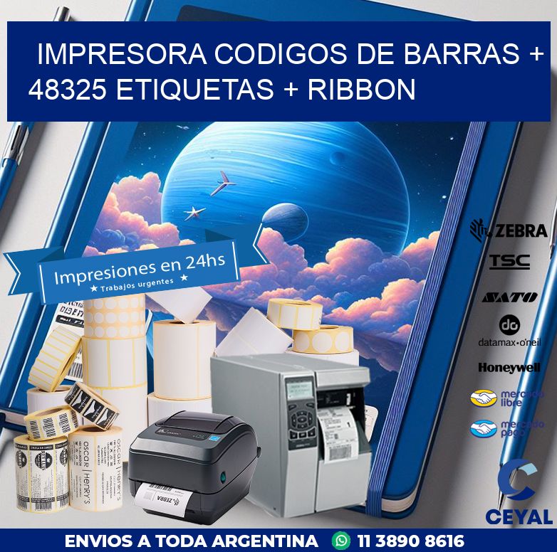 impresora codigos de barras + 48325 etiquetas + ribbon