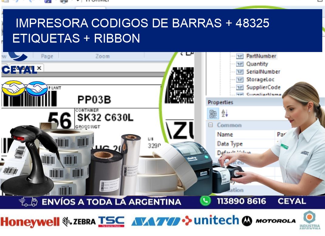 impresora codigos de barras + 48325 etiquetas + ribbon