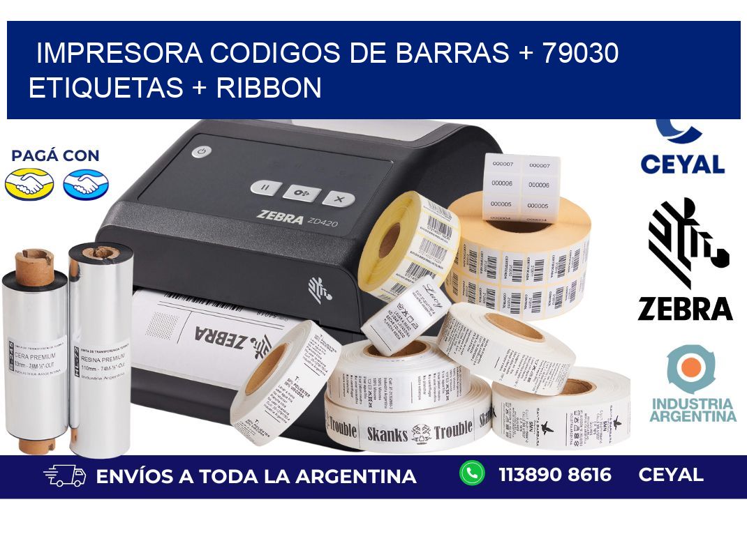 impresora codigos de barras + 79030 etiquetas + ribbon