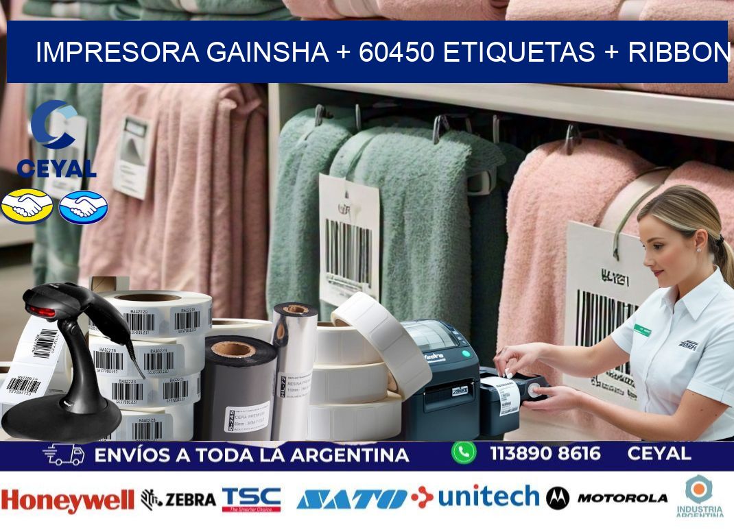 impresora gainsha + 60450 etiquetas + ribbon