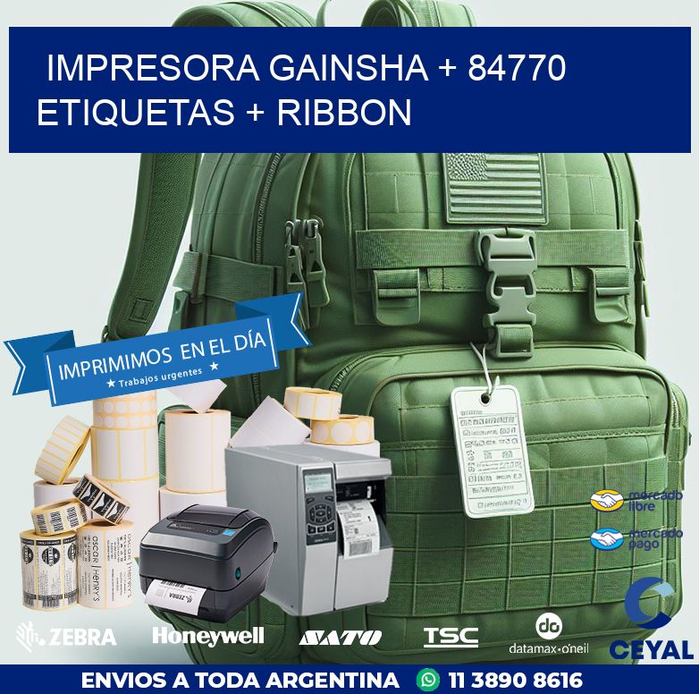 impresora gainsha + 84770 etiquetas + ribbon