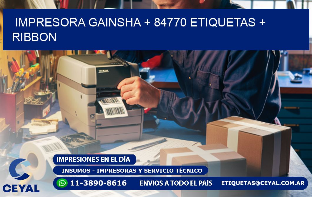 impresora gainsha + 84770 etiquetas + ribbon