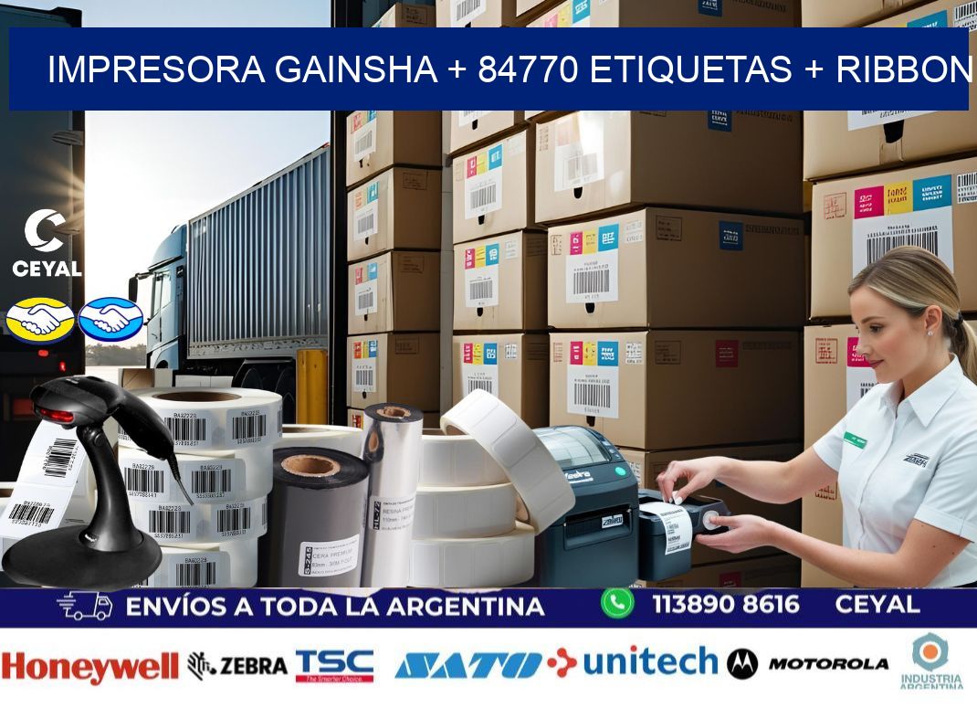 impresora gainsha + 84770 etiquetas + ribbon