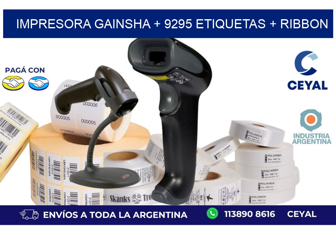 impresora gainsha + 9295 etiquetas + ribbon