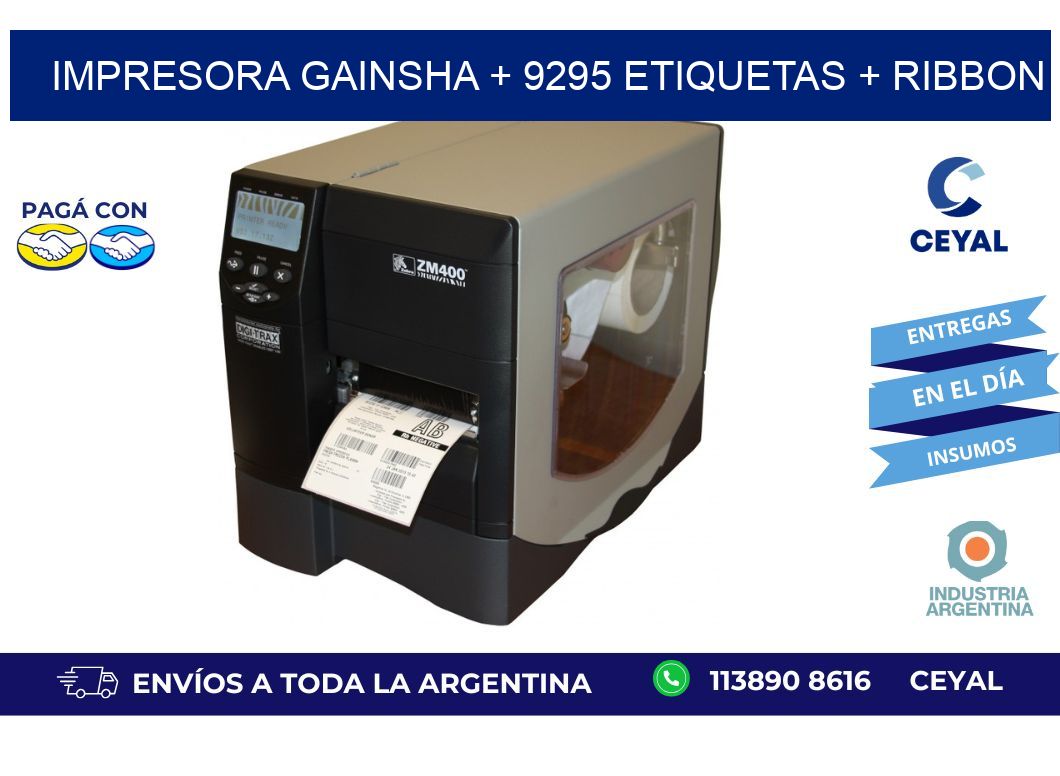 impresora gainsha + 9295 etiquetas + ribbon