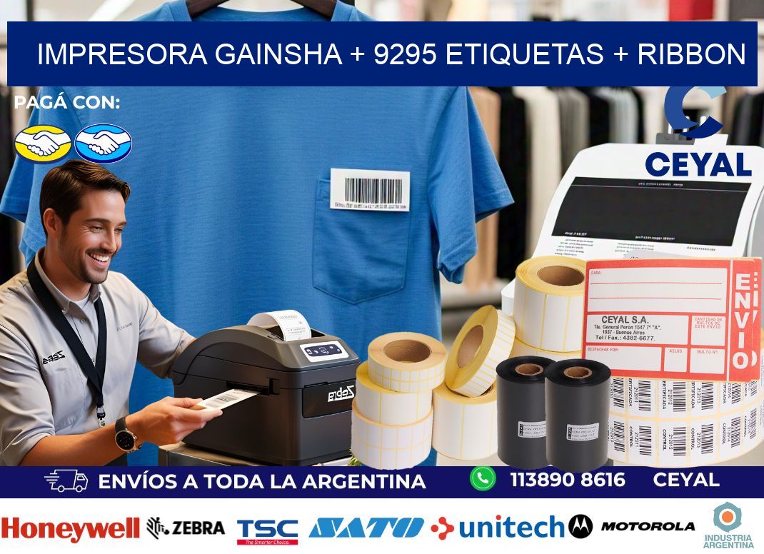 impresora gainsha + 9295 etiquetas + ribbon
