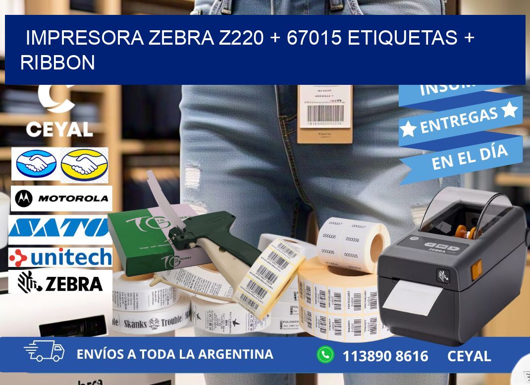 impresora zebra z220 + 67015 etiquetas + ribbon
