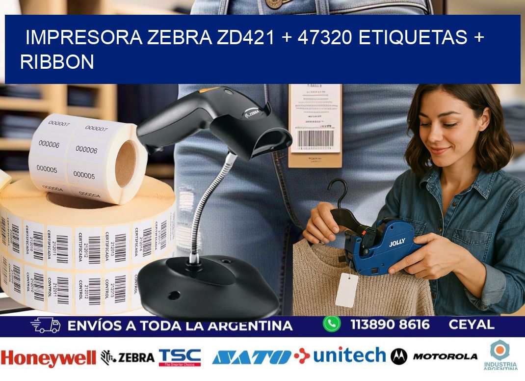 impresora zebra zd421 + 47320 etiquetas + ribbon